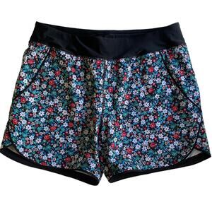 Lands' End Women's Floral Athletic Shorts - Black, Red, Blue